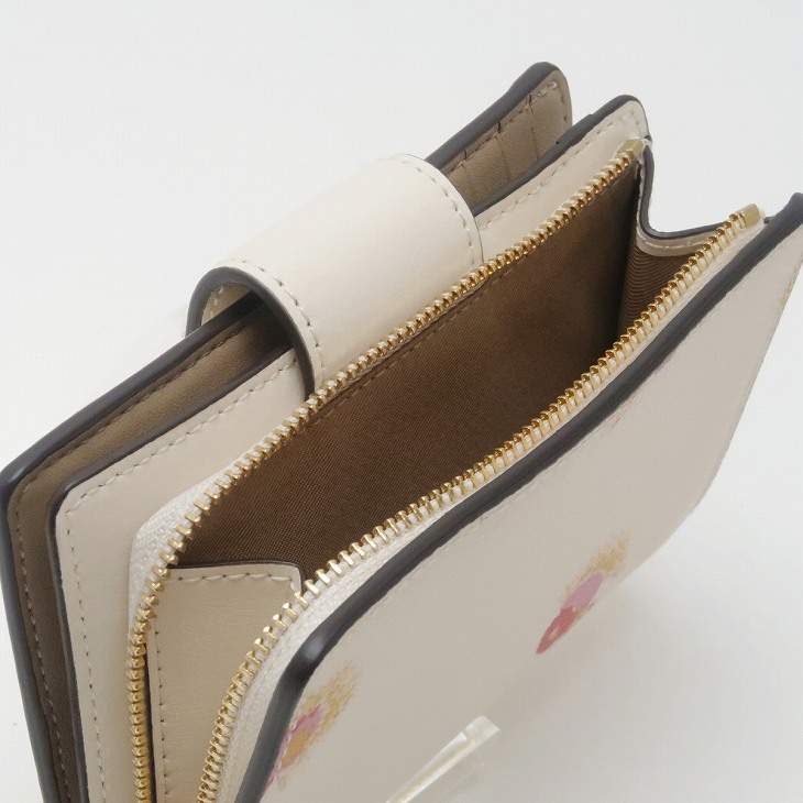 COACH コーチ 財布 レディース 二つ折り財布 レザー フローラル
