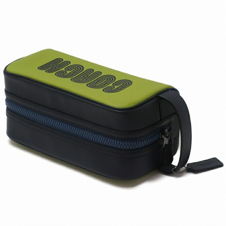極美品✨ コーチ トラック ウエストポーチ カラーブロック レザー ロゴ 緑 COACH】コーチ メンズ コーティングキャンバス レザー シグネチャー