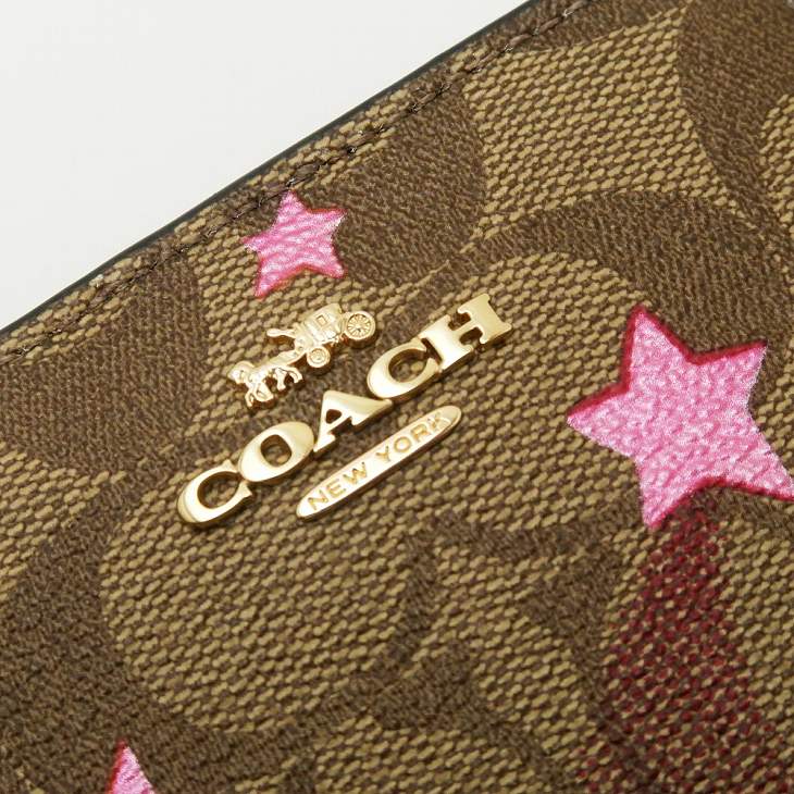 COACH コーチ 財布 レディース 二つ折り財布 ピンク 星 スター