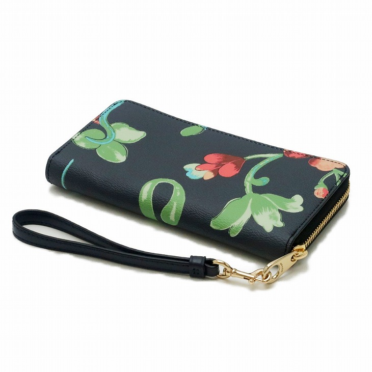 COACH コーチ 財布 レディース 長財布 レザー 花柄 ストラップ