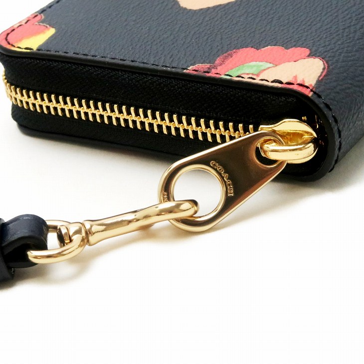 COACH コーチ 財布 レディース 長財布 レザー 花柄 ストラップ
