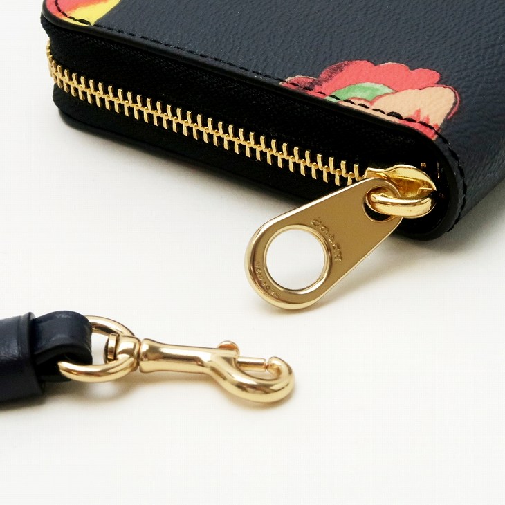 COACH コーチ 財布 レディース 長財布 レザー 花柄 ストラップ