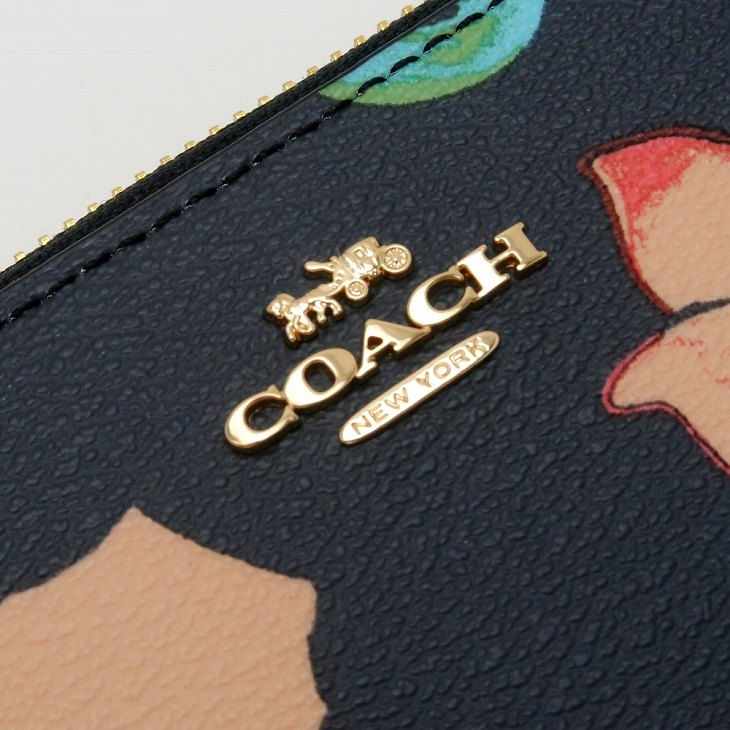 COACH コーチ 財布 レディース 長財布 レザー 花柄 ストラップ