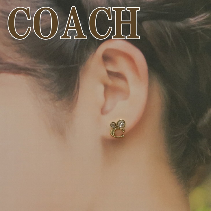 COACH コーチ　ゴールド　ラインストーン　ピアス　両耳 COACH コーチ ゴールド ラインストーン ピアス 両耳