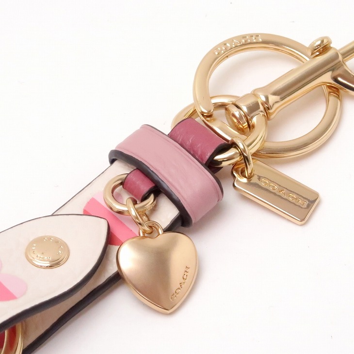 コーチ COACH キーホルダー レディース キーリング バッグチャーム ハート ピンク マルチカラー CA049IMLKO ネコポス コーチ COACH キーホルダー レディース キーリング バッグチャーム ハート ピンク マルチカラー CA049IMLKO ネコポス