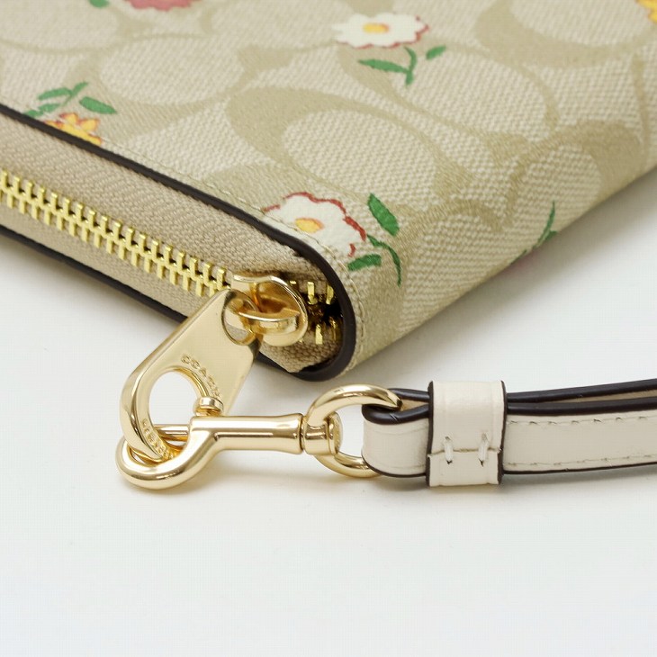 COACH コーチ 財布 レディース 長財布 花柄 ストラップ ラウンド