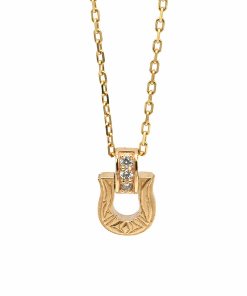 ライオンハート ネックレス メンズ ラック プチ ネックレス ホースシュー K10 10金 ダイヤモンド プチモダン LH-1NE271 LION HEART クリスマス 誕生日 プレゼンの画像