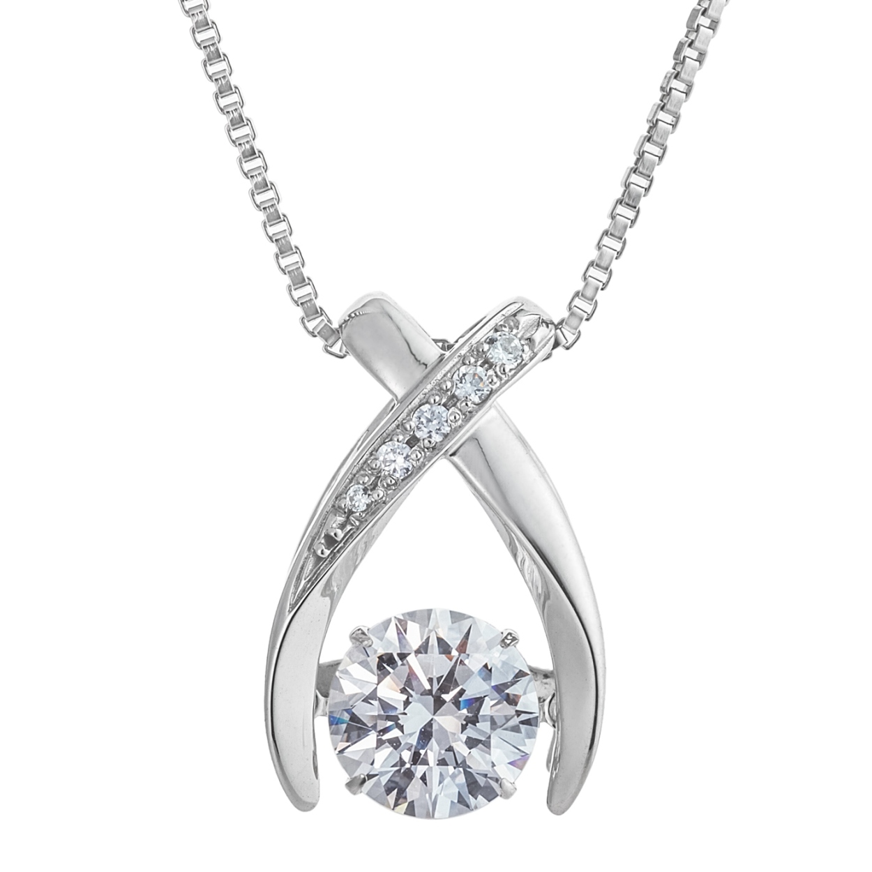 ダンシングストーン ネックレス レディース 大粒 2ct Pt900 プラチナ K18 18金 ピンクゴールド イエローゴールド コーティング ZDP-002 限定モデル クロスフォー_1