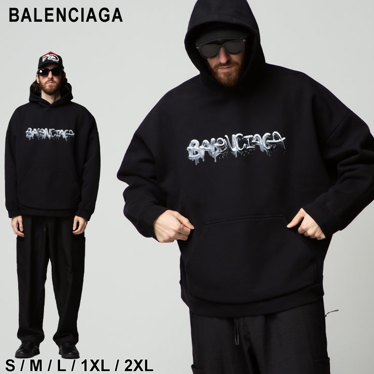 バレンシアガ メンズ パーカー BALENCIAGA 裏起毛 スライムロゴ プル