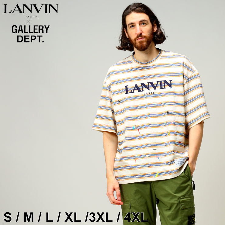 ランバン x ギャラリーデプト Tシャツ 半袖 メンズ Lanvin x GALLERY DEPT. ボーダー ペイント クルーネック ブランド  大きいサイズ LNTSG009J043P22