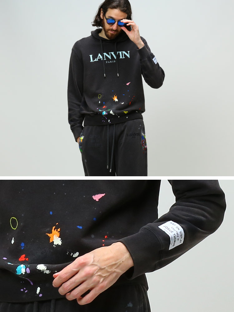 ランバン x ギャラリーデプト パーカー メンズ Lanvin x GALLERY DEPT. ブランド ペイント ロゴ 刺繍 プルオーバー トップス  長袖 スウェット LNTOG698JR32P22