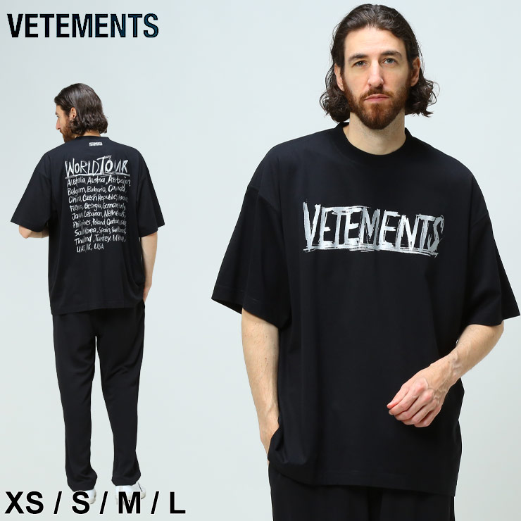 ヴェトモン Tシャツ 半袖 VETEMENTS ブランド ロゴ プリント ロゴT プリントT クルーネック WORLD TOUR VMUE52TR270