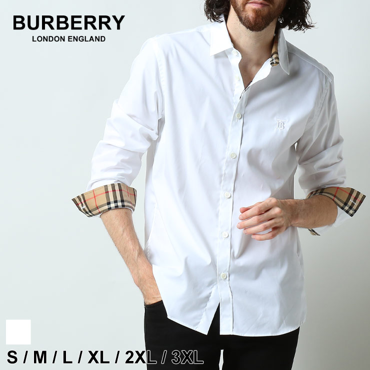 バーバリー メンズ シャツ BURBERRY ブランド 長袖シャツ 長袖 モノグラムモチーフ 刺繍 チェック柄 BB8032308
