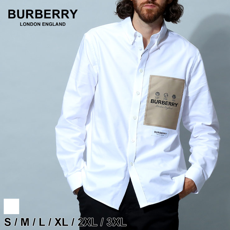 バーバリー シャツ BURBERRY ブランド 長袖シャツ トップス 長袖 ロゴ ラベルアップリケ オックスフォード コットン BB8057135