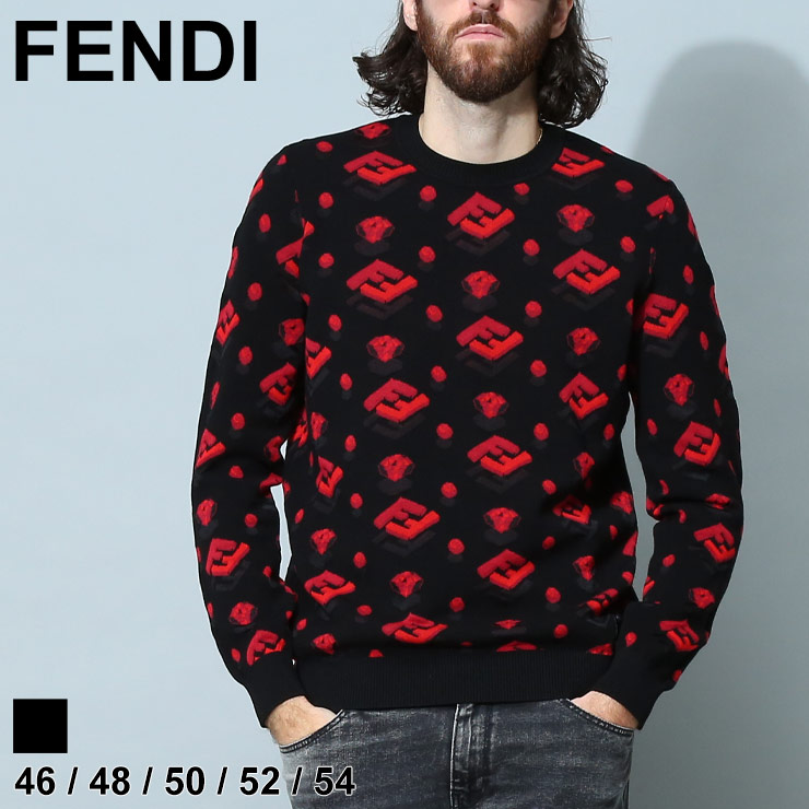 フェンディ メンズ ニット FENDI ブランド セーター トップス 立体FF クルーネック プルオーバー FF FDFZY490ALJW  2024_vt