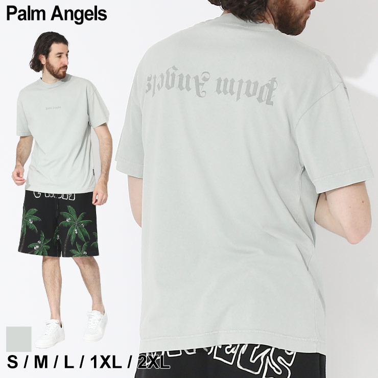 【パームエンジェルス】ネックロゴ 半袖Tシャツ 綿 ホワイト 新品 Palm Angels パームエンジェルス 白×黒 Tシャツ M
