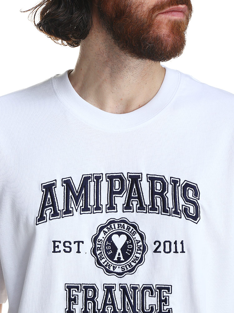 アミパリス Tシャツ AMI PARIS メンズ 半袖 ロゴ 刺繍 ブランド