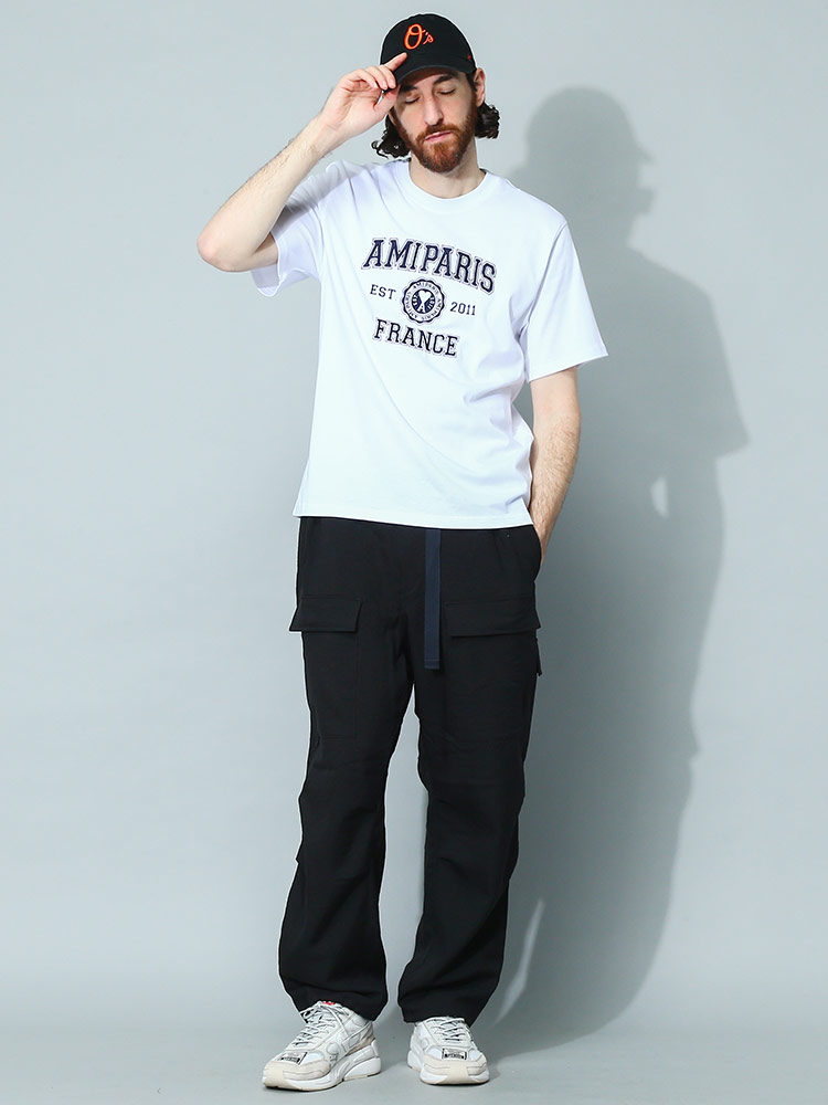 アミパリス Tシャツ AMI PARIS メンズ 半袖 ロゴ 刺繍 ブランド