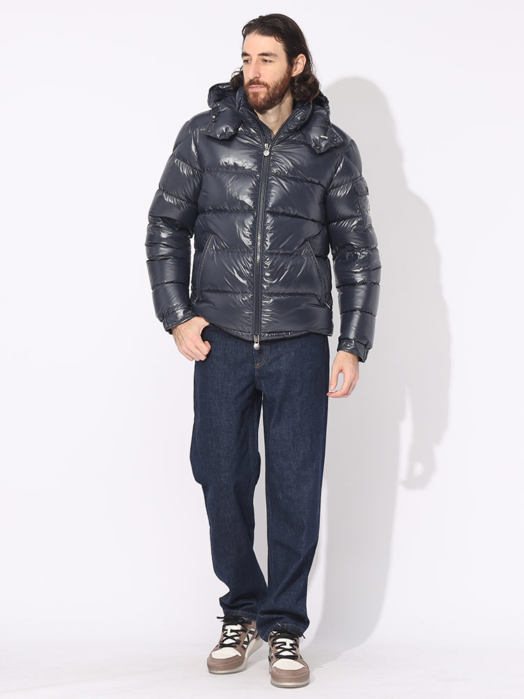 美品 国内 モンクレールジャパン ネイビー ダウンマフラー ジャケット MONCLER モンクレール モンジュネーヴル ダウンジャケット
