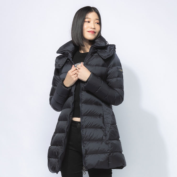 美品✨タトラス ダウンコート サリン 2way フード着脱可 黒 02/M 2way 美品 タトラス ダウンジャケットコート サリン フード