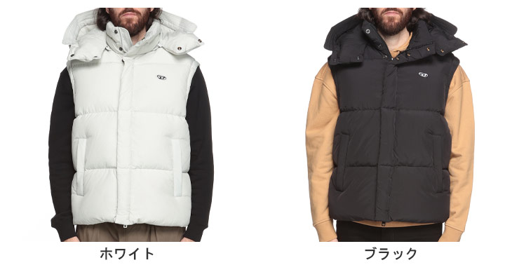 DIESEL ディーゼル フード着脱 ナイロン ロゴパッチ ダウン