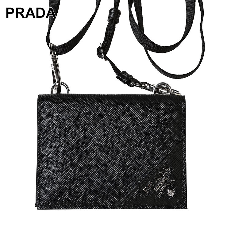 PRADA プラダ サフィアーノレザー ロゴ ストラップ付 コイン