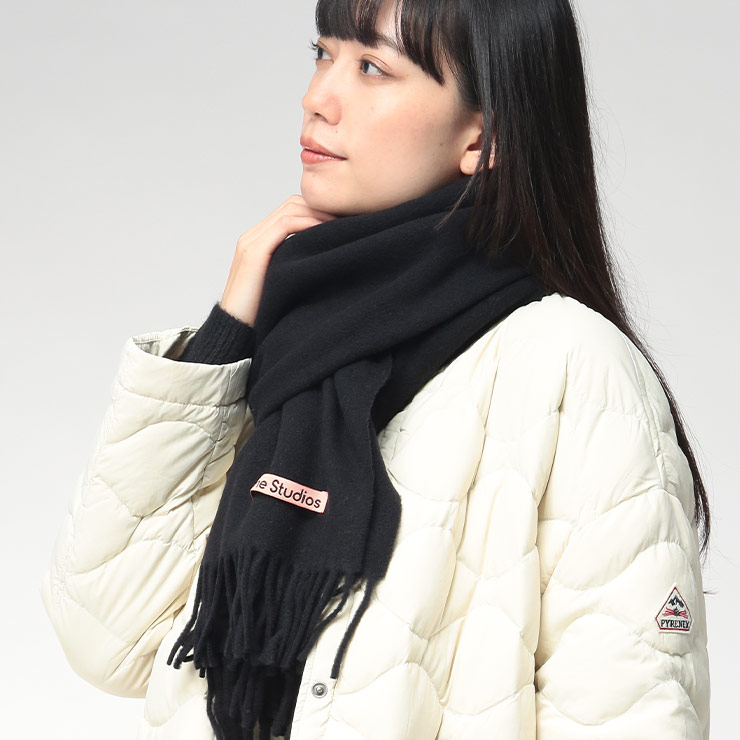 ACNE STUDIOS 大判マフラー　無地　ブラック　アクネストゥディオス Acne Studios（アクネ ストゥディオズ） 【1円ラッピング】アクネ