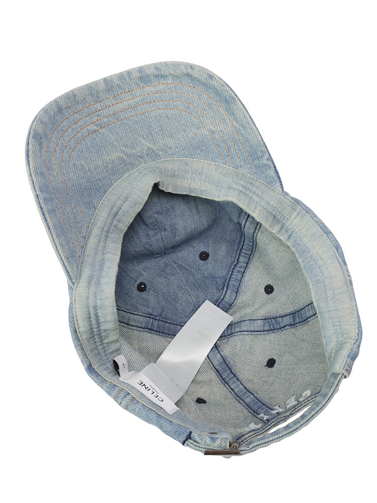 あお【最終値下げ❗️】セリーヌ トリオンフ デニム ベースボールキャップ CELINE（セリーヌ） キャップ メンズ トリオンフ デニム ロゴ 刺繍