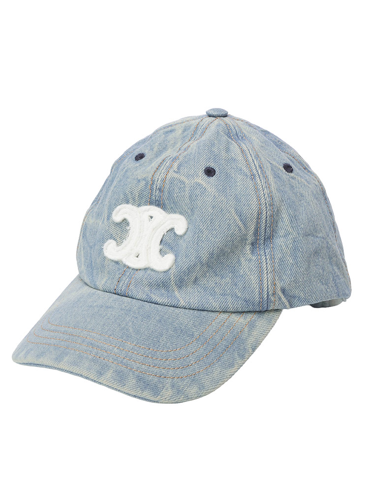 あお【最終値下げ❗️】セリーヌ トリオンフ デニム ベースボールキャップ CELINE（セリーヌ） キャップ メンズ トリオンフ デニム ロゴ 刺繍