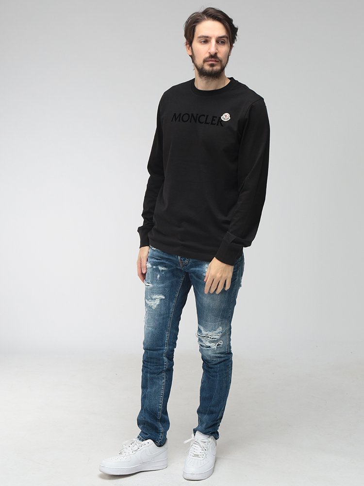MONCLER（モンクレール） メンズ Tシャツ 長袖 ロゴ＆ワッペン クルー