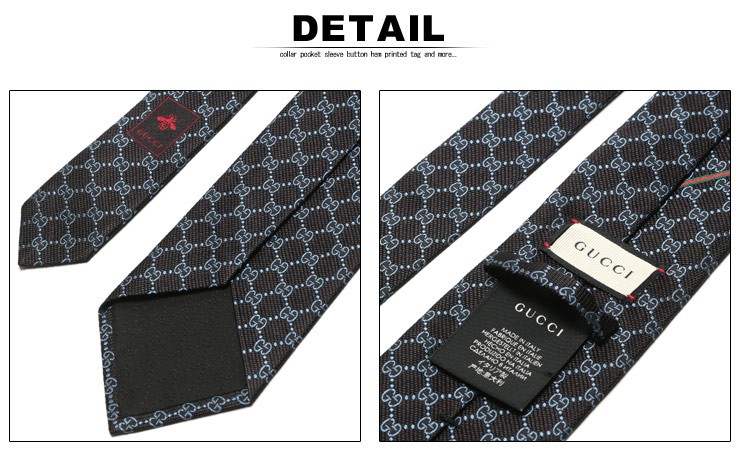 GUCCI グッチ ネクタイ シルク100％ GGパターン ロゴ BLUE