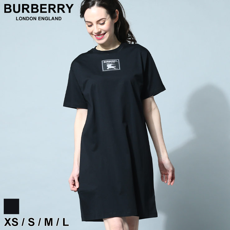 バーバリー Tシャツ 半袖 BURBERRY ワンピース Tシャツドレス レディース プローサムラベル クロ 黒 コットン ブランド 大きいサイズあり  BBL8065020