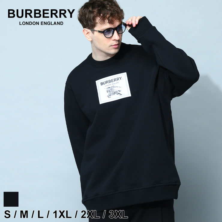 バーバリー BURBERRY トレーナー スウェット メンズ スウェットシャツ コットン ブランド トップス 長袖 大きいサイズあり 黒  BB8064402