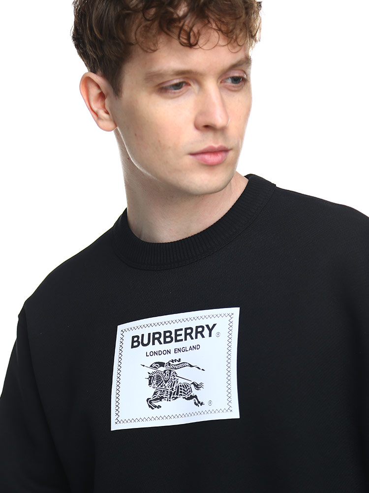 バーバリー BURBERRY トレーナー スウェット メンズ スウェットシャツ コットン ブランド トップス 長袖 大きいサイズあり 黒  BB8064402