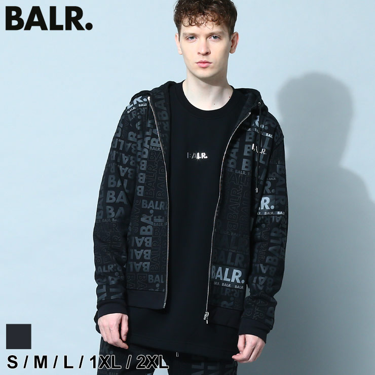 ボーラー BALR. パーカー メンズ フルジップ 総柄 ロゴ Q-SERIES ZIP