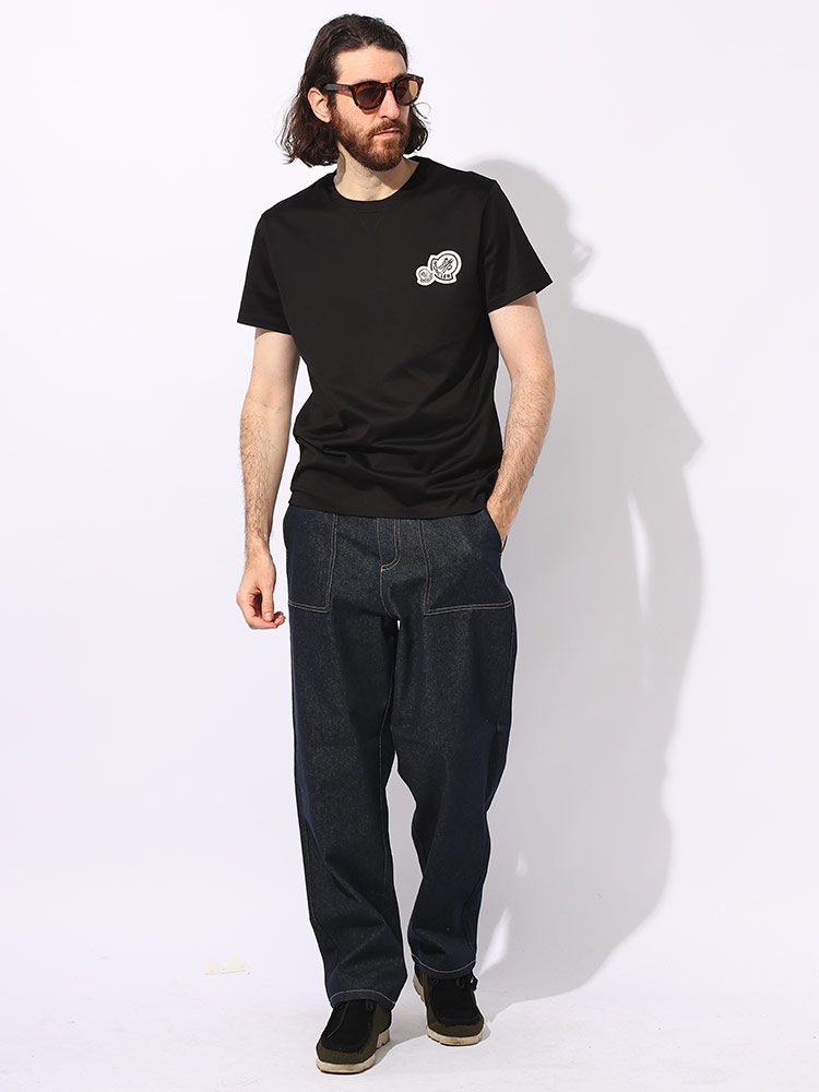 モンクレールTシャツ　M MONCLER (モンクレール) ダブルワッペン クルーネック 半袖 T