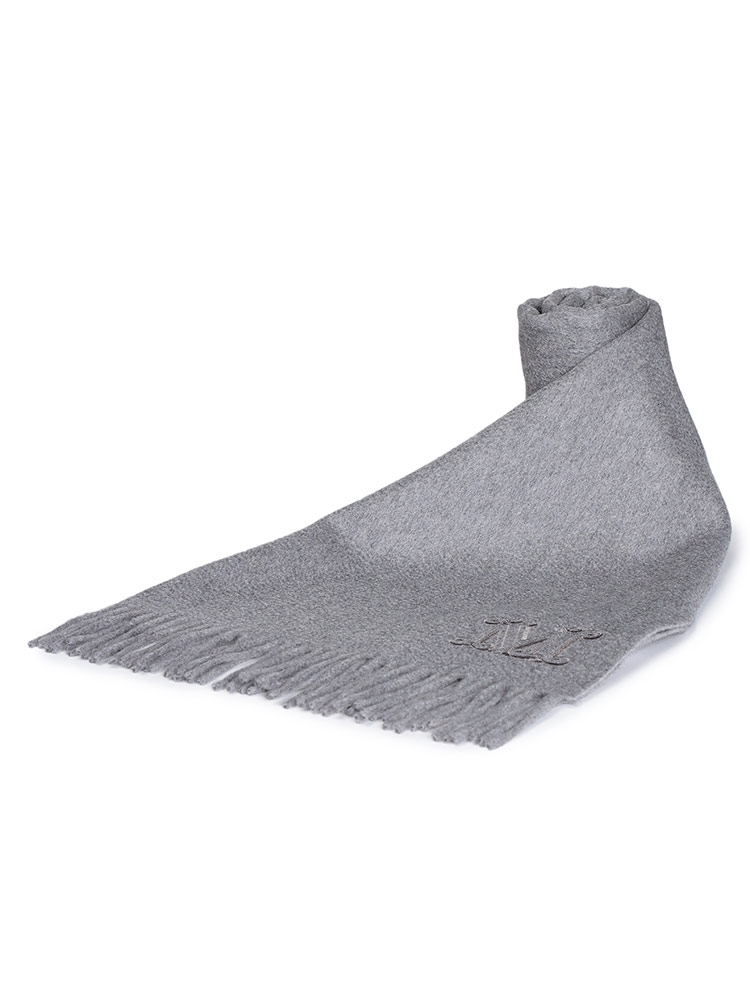 Max Mara（マックスマーラ） ピュアカシミヤ Mロゴ刺繍 フリンジ