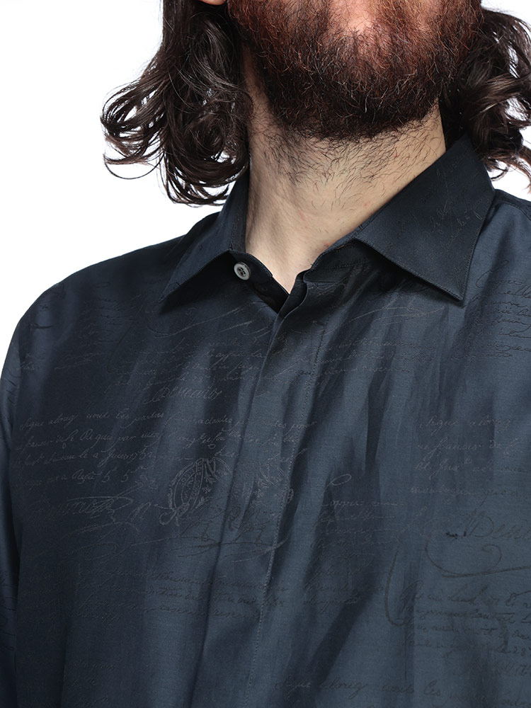 Berluti（ベルルッティ） シルク スクリット レギュラーカラー 長袖