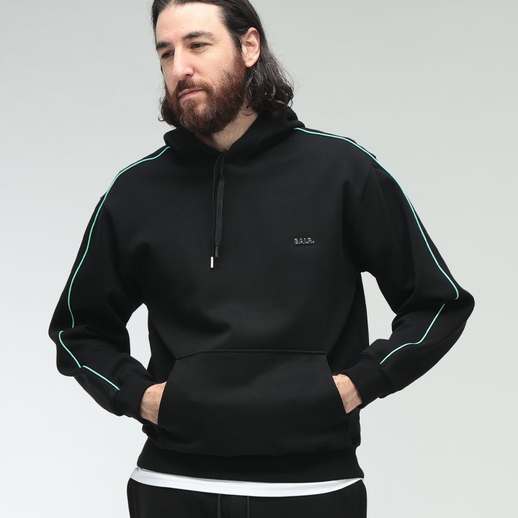 未使用✨　BALR. ボーラー　ポロシャツ　長袖　メタルロゴ　ブラック　S BALR.（ボーラー） フーディ メンズ メタルロゴ 長袖 ライン プル