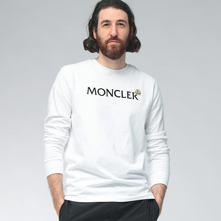 MONCLER（モンクレール） メンズ Tシャツ 長袖 フロント ロゴ ワッペン