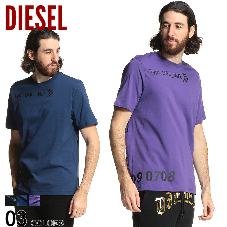 た*ら様 DIESEL クルーネックＴシャツ 半袖 コットンリブ フロントジッパ DIESEL (ディーゼル) ショッパーバッグプリント クルーネック