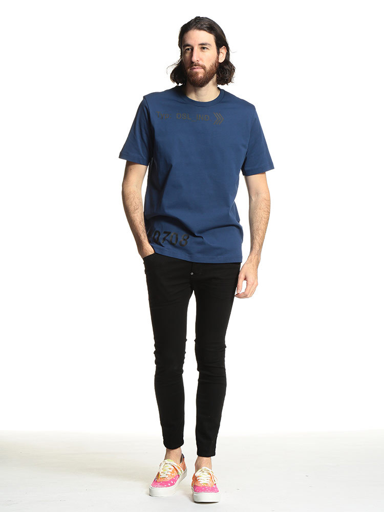 【ディーゼル】ロゴ 半袖Tシャツ コットン ラウンドネック 青 黒 7537215829_9.jpg