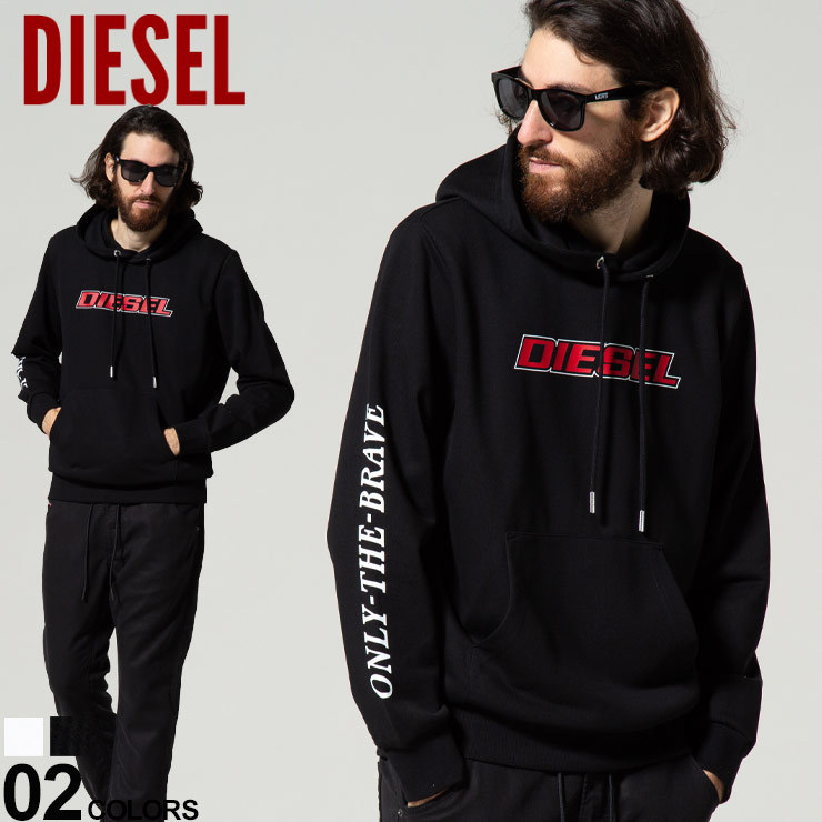 ディーゼル メンズ DIESEL ロゴ 袖 プリント プルオーバー パーカー