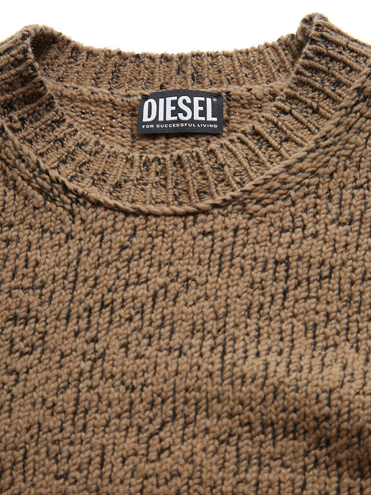 ディーゼル メンズ DIESEL ウール ナイロン クルーネック ダメージ