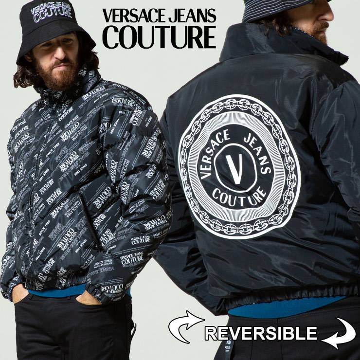 ヴェルサーチ ダウンジャケット ダウン メンズ VERSACE JEANS COUTURE アウター ベルサーチ リバーシブル ロゴ ブランド  VC71GAU404CQS03