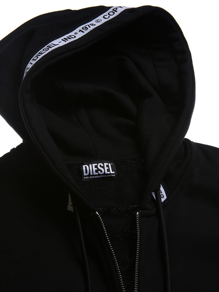DIESEL（ディーゼル） フード ロゴ テープ フルジップ パーカー
