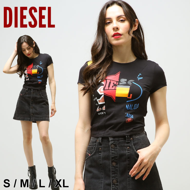 ディーゼル レディース Tシャツ 半袖 DIESEL クロップド丈 ショート