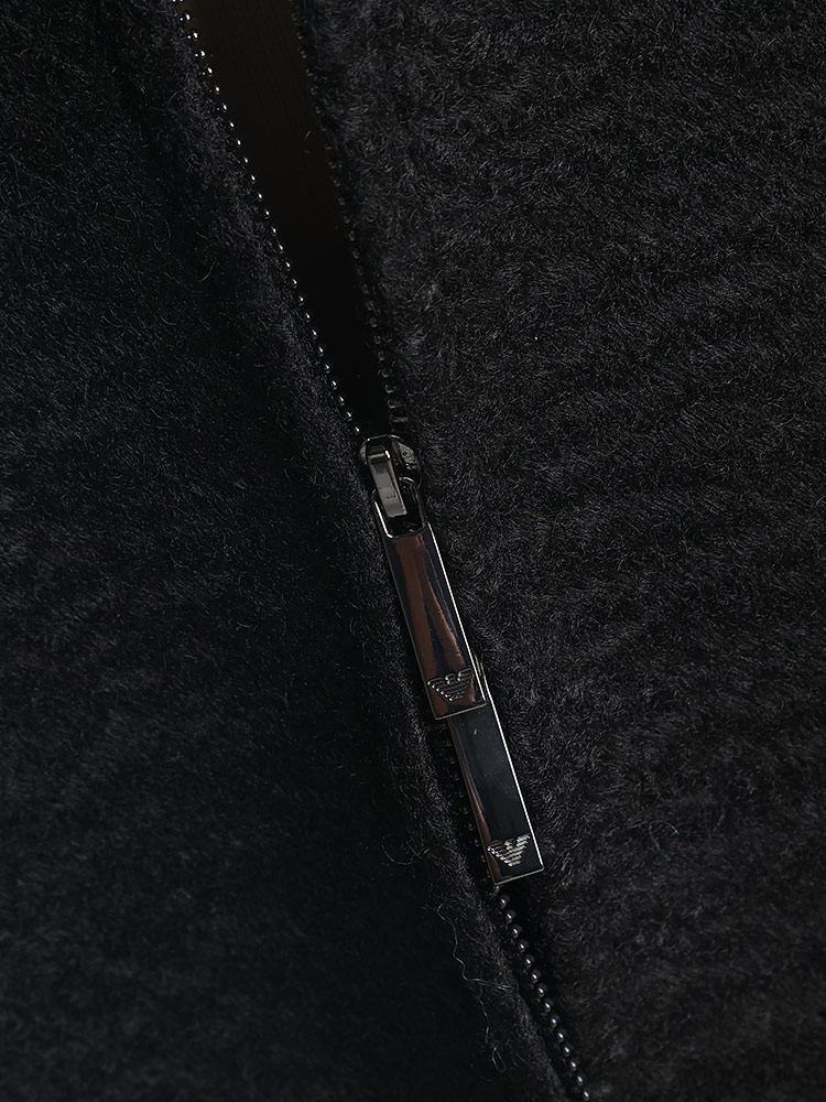 未使用タグ付き　ジョルジオアルマーニ　ノーカラー　比翼　麻混ロングコート　グレー EMPORIO ARMANI アルマーニ コート エンポリオアルマーニ