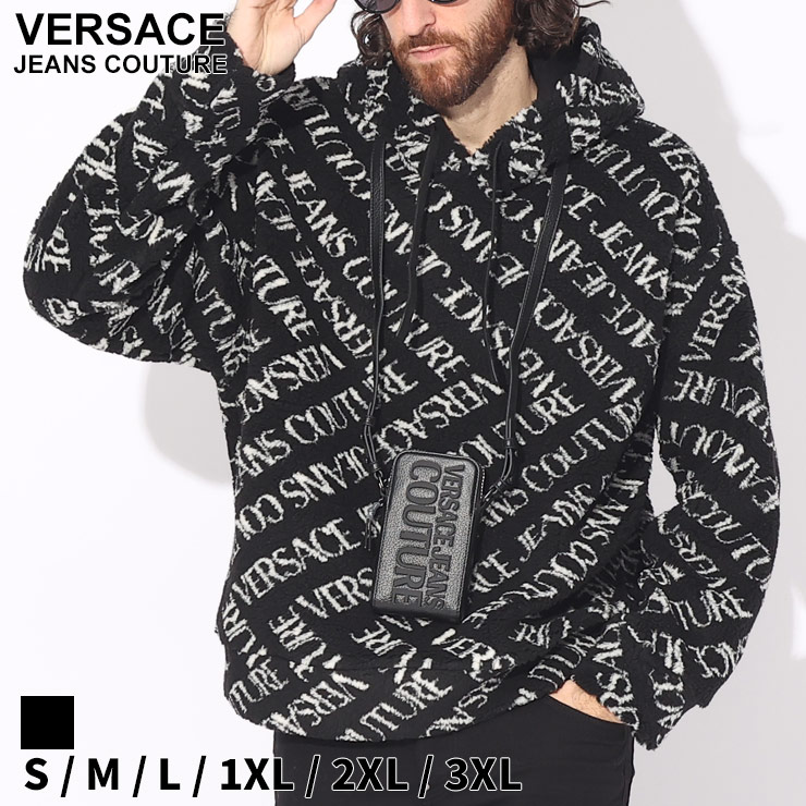 ヴェルサーチェ パーカー パーカー VERSACE JEANS COUTURE メンズ　フーディー ボアパーカー テディ ブランド ロゴ  VC75GAI3C1U0013