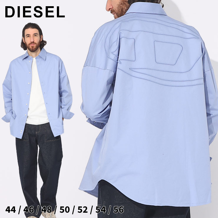DIESEL ディーゼル シャツ メンズ 長袖 コットン 刺繍 バック